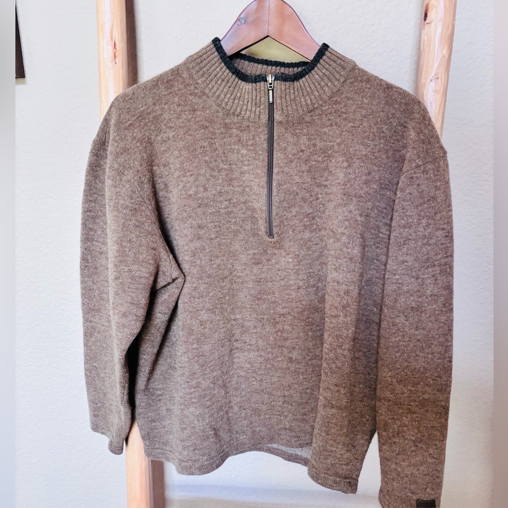 Pendleton Wool Blend 1/4 Zip Sweater Men’s L Brown Lambswool